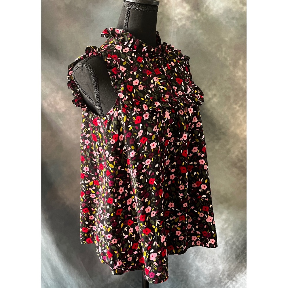 Kate Spade Boho‎ Floral Ruffle Neck Sleeveless Blouse Top Women's Size Small - Picture 4 of 7